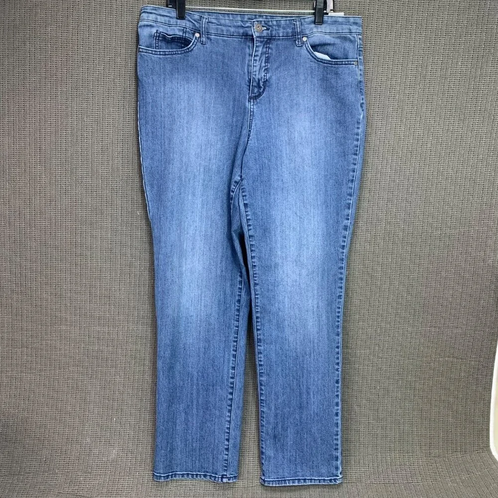 Bandolino Mandie Womens Size 16 Blue Denim High-Rise Straight Leg Jeans - Picture 1 of 10